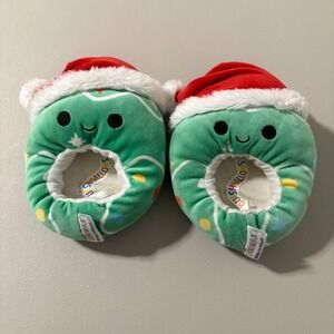 Squishmallows Christmas Holiday Tree‎ Plush Slippers Size 13/1 Green Red